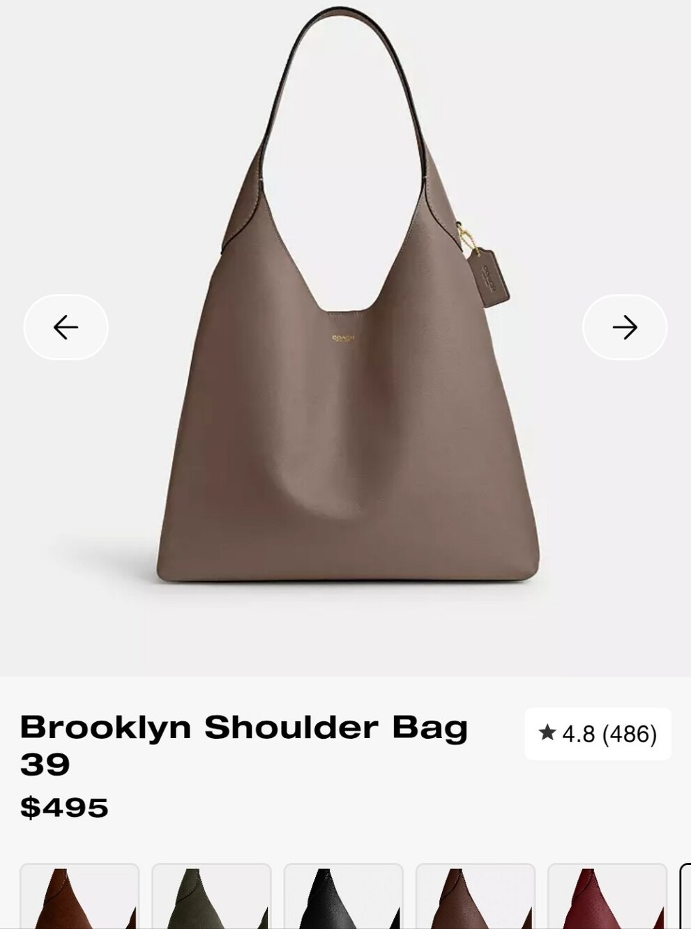 Coach Brooklyn Shoulder Bag in Taupe Brown